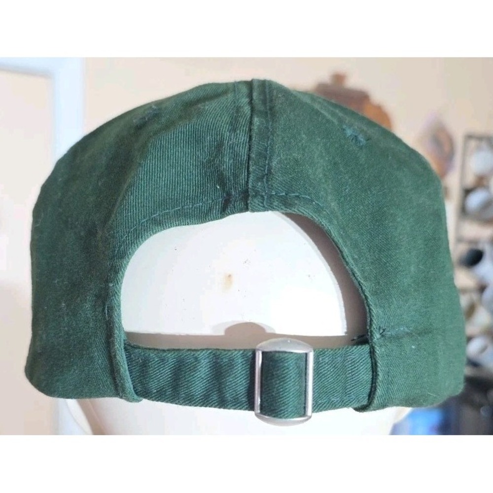 Vintage Cabela's Mens Hat Green Embroidered Yellow Logo Adjustable 90s Strapback - Picture 2 of 8